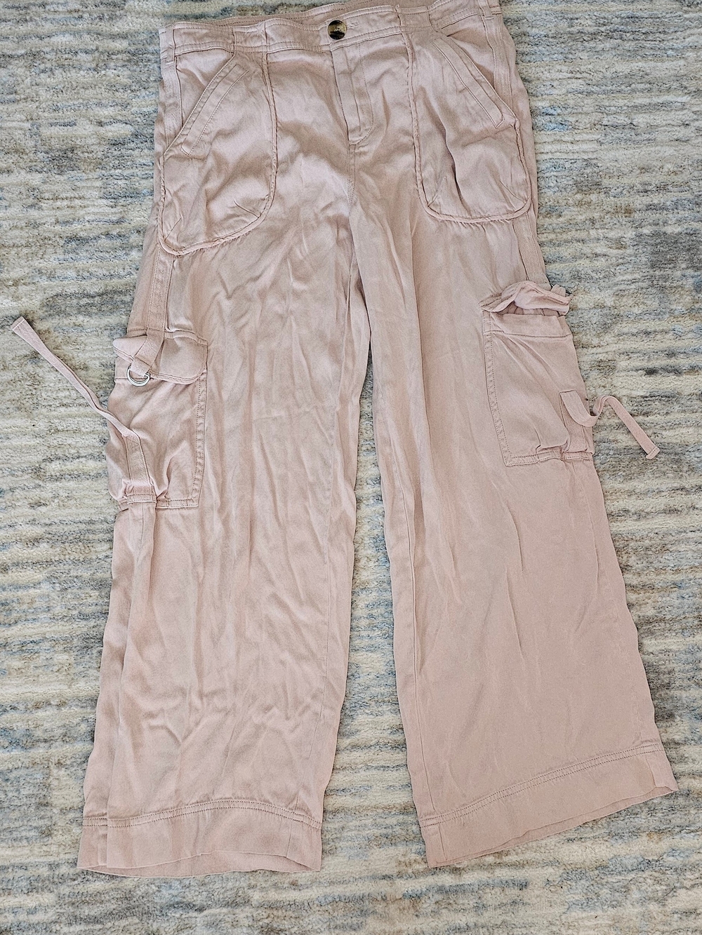 Anthropologie Blush Pink Wide-Leg Cargo Pants